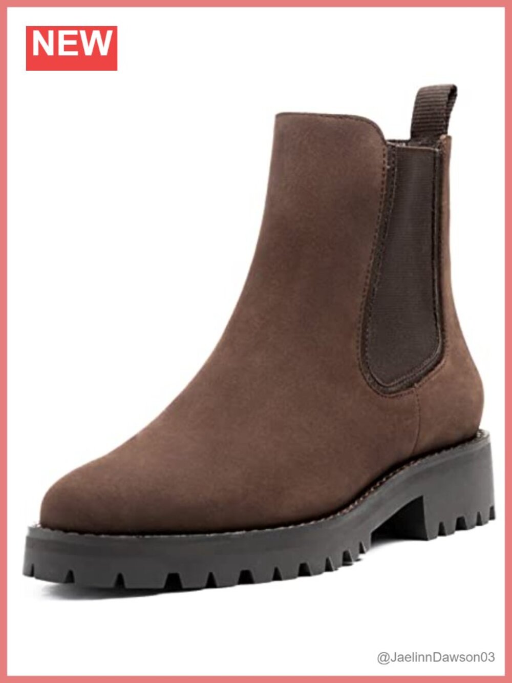 Women's Chelsea Boots Leather Ankle Booties Pull-On Block Heel Lug Sole